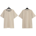 Palm Angels Neckline Collar Logo T-Shirt - Beige/Miami