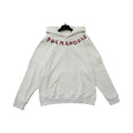 Palm Angels Curved Neckline Logo Embroidered Hoodie - Off-White/Burgundy